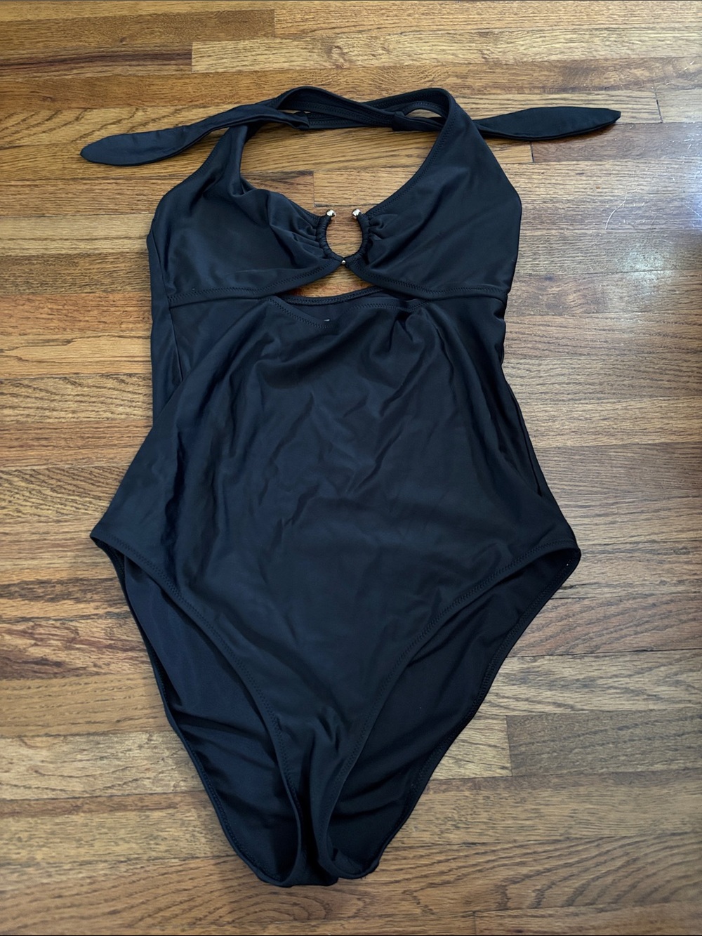 aerie black one piece cheeky halter bathing suit